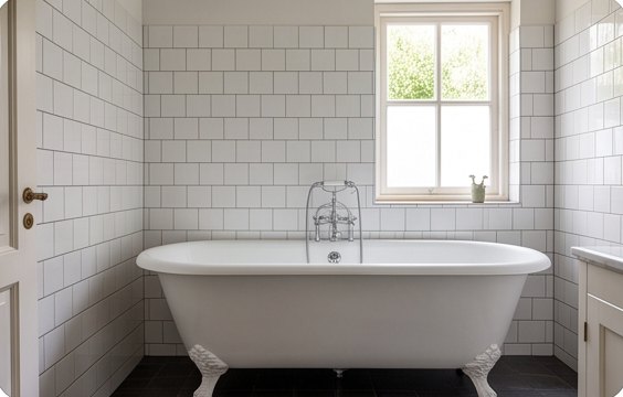Witte badkamer met vrijstaand bad