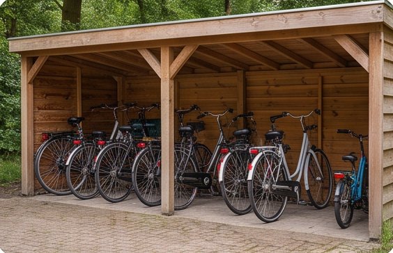 Fietsenstalling met huurfietsen